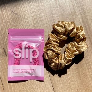 Slip Gold Patterned Silk Scrunchie